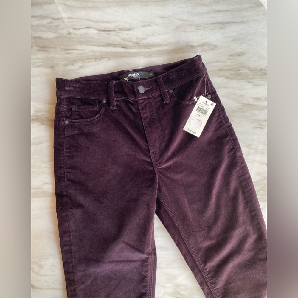 🍇 NWT - HUDSON Barbara High-Waist Velvet Skinny Jeans in Prism Purple size 24